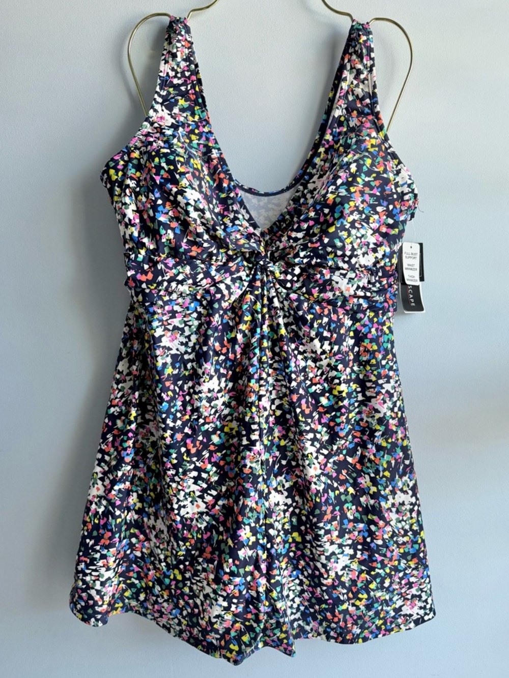 Island Escape Women's Multicolor Magnolia Printed Underwire Swim Dress Size 12